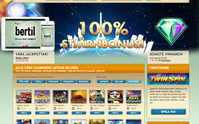 100 Free Spins hos Bertil utan insättningskrav