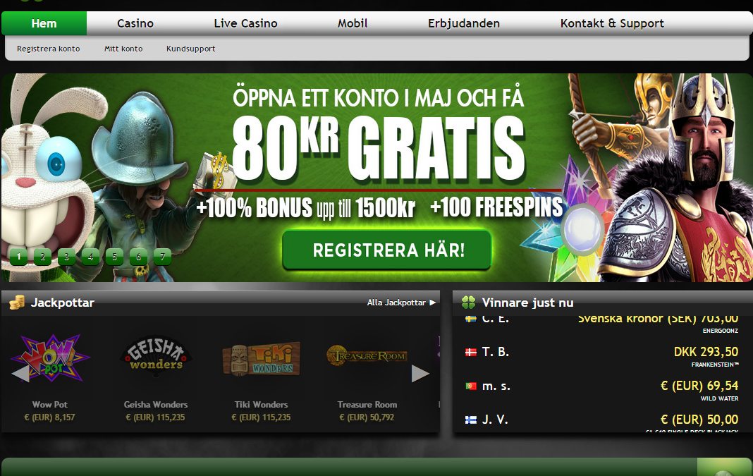 80 kr gratis i maj månad hos CasinoLuck.com