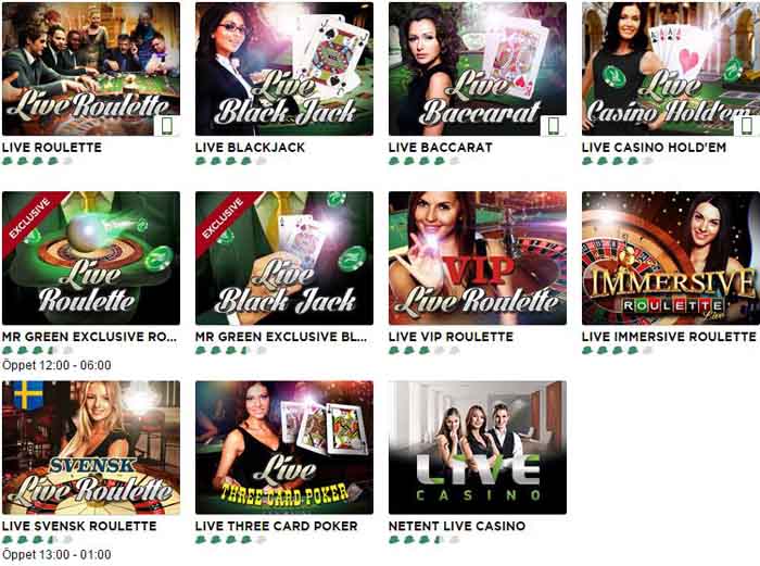 Mr Green Live Casino